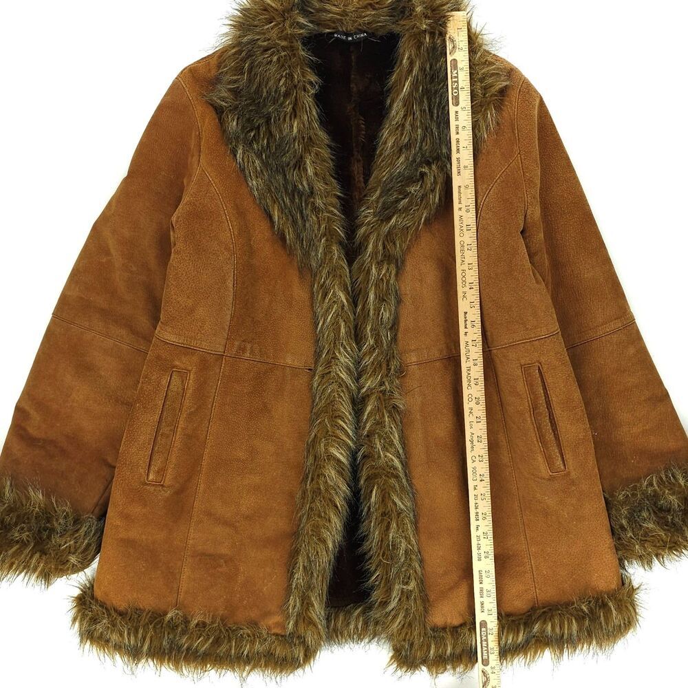 WILSONS LEATHER Suede Penny Lane Fur Afghan Jacket 70s Boho Downtown Girl Boho - Picture 4 of 14